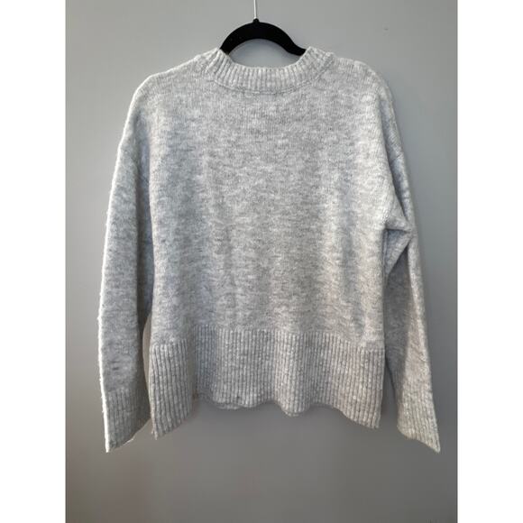 Marled Reunited Gray Knit Crewneck Sweater Large with buttons on sides - Picture 6 of 9